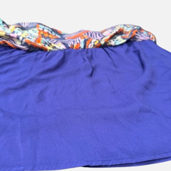 Entro Boho Ruffle V-Neck Colorful Abstract Print Puff Sleeves Blouse (Size S) - Picture 9 of 13